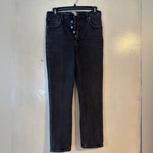 AGOLDE black wash button fly straight leg pants size 27 organic cotton blend